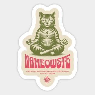 Meditating cat | Nameowste Sticker